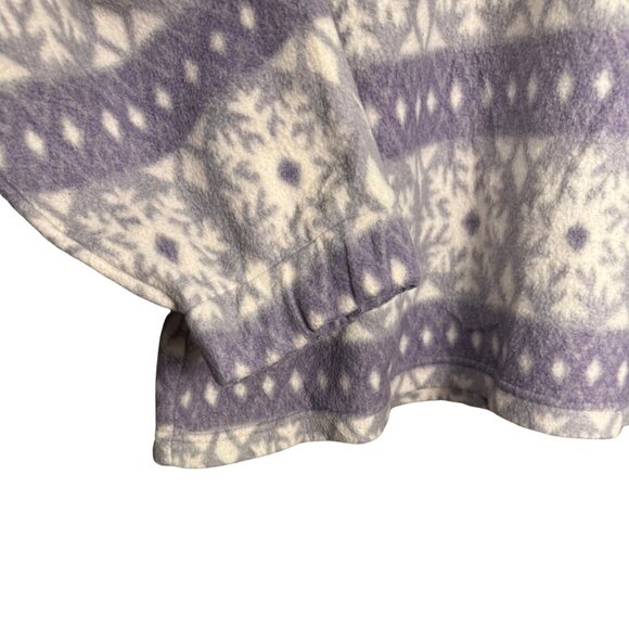 Vintage 90s Snowflake Purple Fleece Pullover, Cozy Nordic Cabincore Sweater - Picture 5 of 7